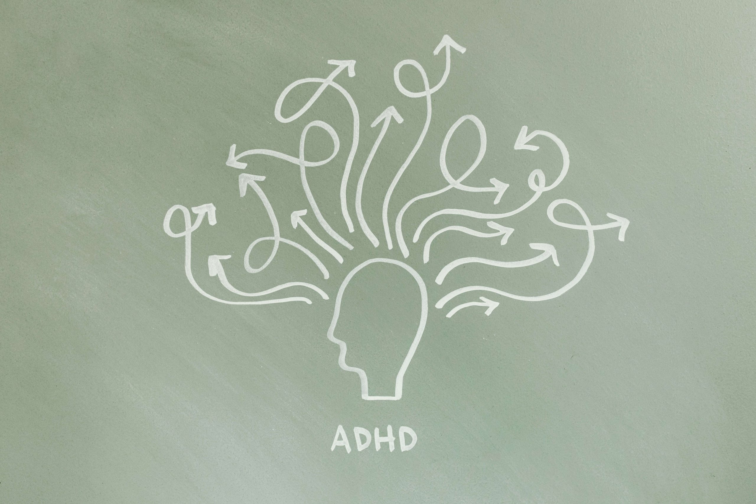 adhd concept | adhd testing in littleton, co | adhd therapy for adults in englewood, co | online therapy in colorado | Denver, CO | Englewood, CO | Littleton, CO | Greenwood Village, CO A chalk drawing of a head surrounded by scattered arrows, visually representing the mental chaos of ADHD — ideal for illustrating ADHD therapy in Littleton, CO, online therapy in Colorado, and ADHD evaluations near me.